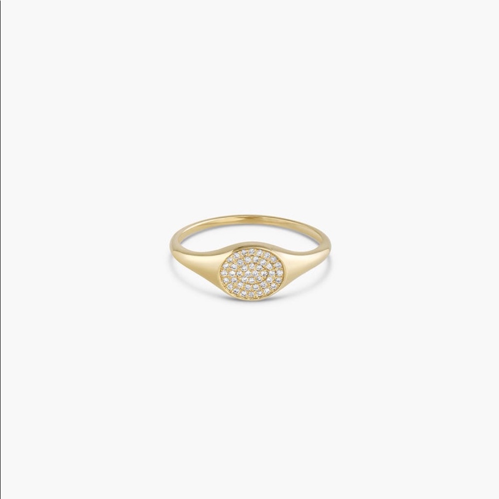 Gorjana Diamond Pave Signet Ring Size 5 - Picture 6 of 6